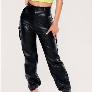 Meshki Black Faux Leather Pants
